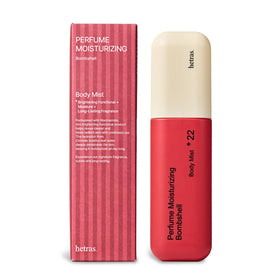 hetras front bottle shot showing Bombshell scent and compact design for travel