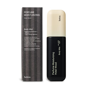 hetras front bottle Hotel Wood scent showing elegant packaging and travel convenience