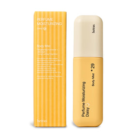 hetras front packaging showing elegant daisy bottle and compact size benefit