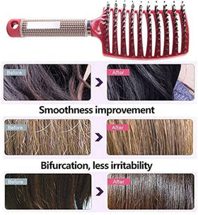 Heubek detangler brushing wet hair showing quick, gentle knot removal