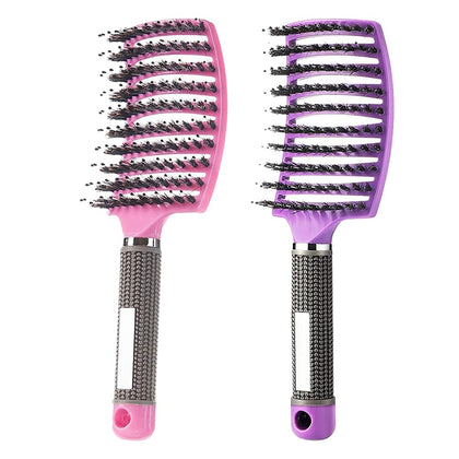 Heubek brush front view showing pink and purple color, easy identification benefit