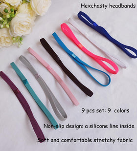 Hexchasty stretched headband on hand demonstrating elasticity and fit