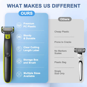 HEY BLLFLYBY comb beside a ruler illustrating accurate millimeter length differences