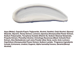 Hey Honey Relax back label close-up showing ingredient list and dermatologist-tested note