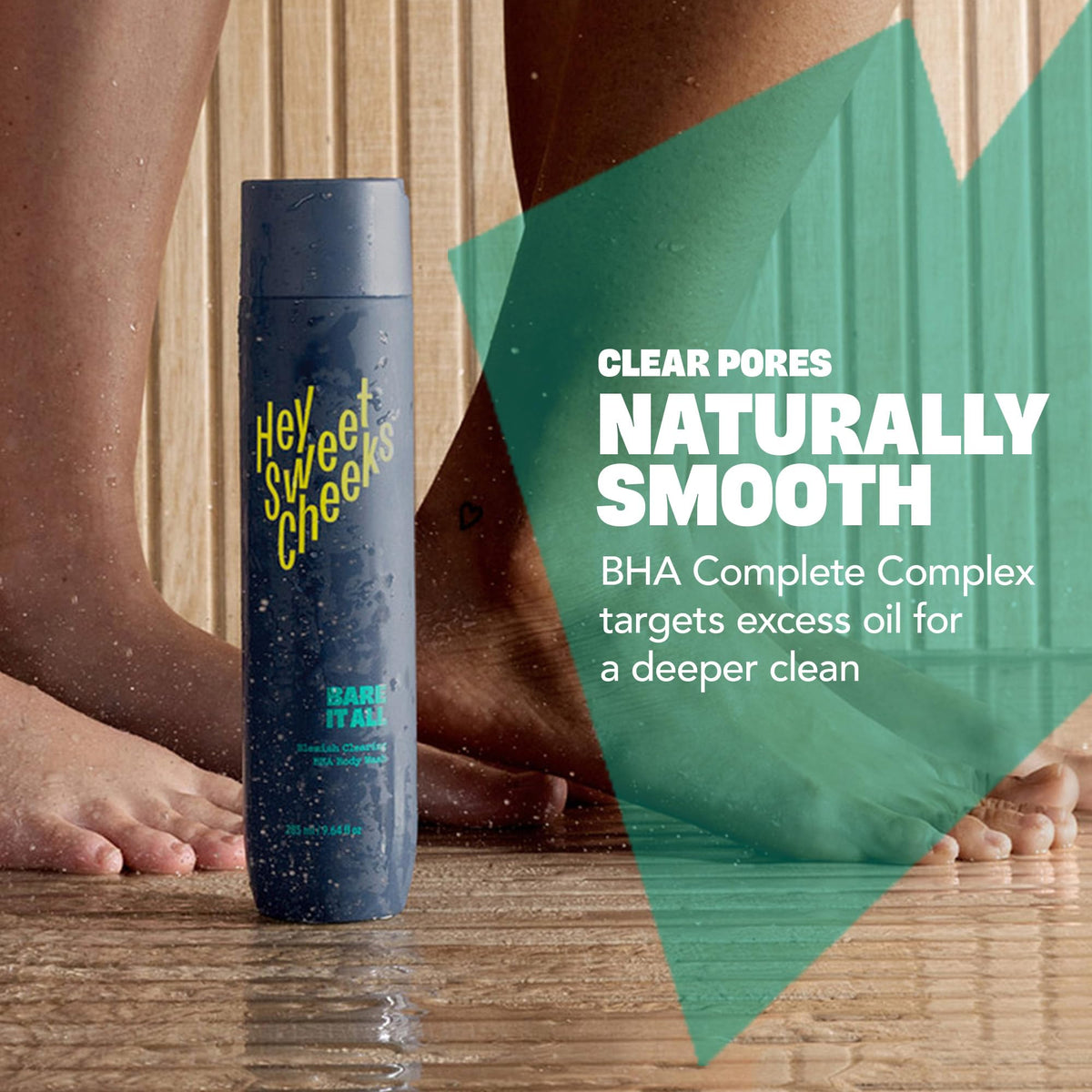 Hey Sweet Cheeks back label with ingredients list and usage directions for clarity