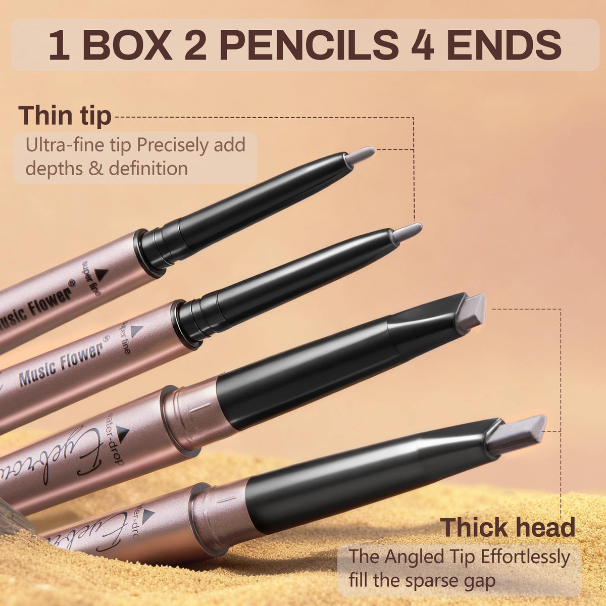 HeyBeauty close-up of both dual pencil tips, precision and fill benefits