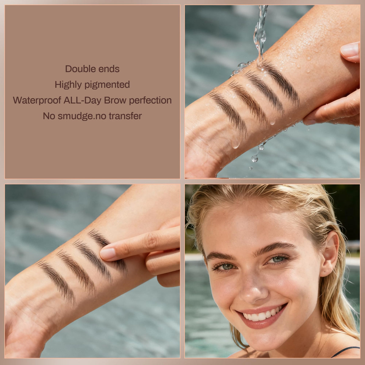 HeyBeauty dual-headed brush detail with spoolie, blends pigments evenly
