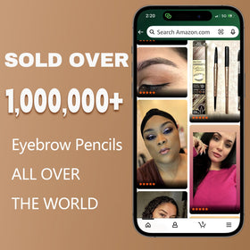 HeyBeauty lifestyle scene on vanity while applying pencil for put-together brows