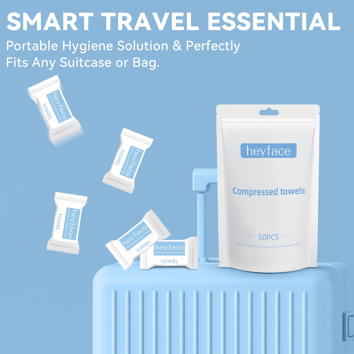 HEYFACE towel beside hand showing scale and generous coverage