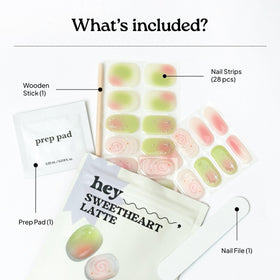 heyhae layout of nail file, wooden stick and prep pad, simplifies at-home use