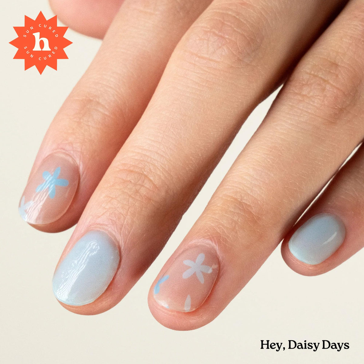 heyhae close-up of daisy print showing intricate floral detail and polish effect