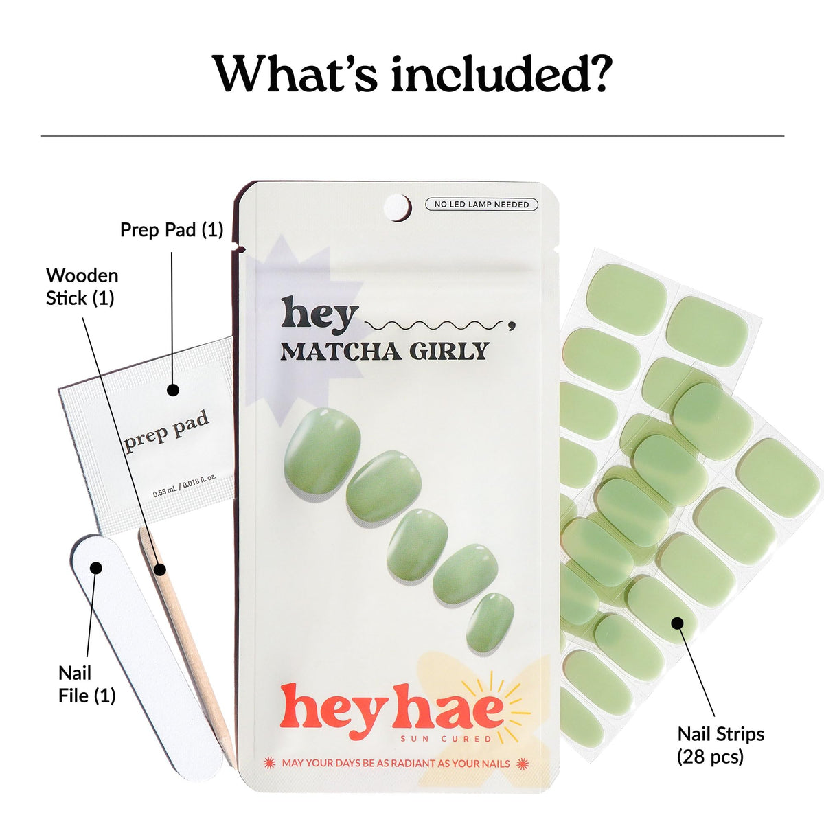 heyhae fanned strips displaying size options for custom fit benefit