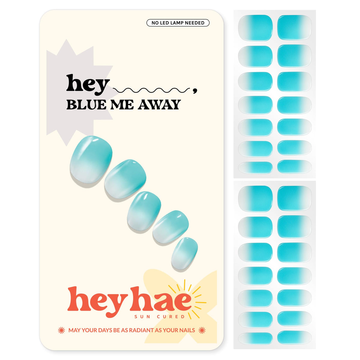 heyhae front packaging showing Hey, Blue Me Away kit and contents for quick salon results