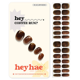 heyhae front packaging showing marble brown strips and included tools for easy application