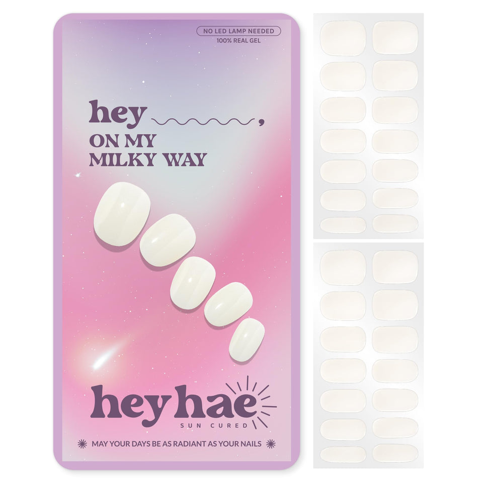 heyhae front packaging showing milky jelly white design and full kit benefit