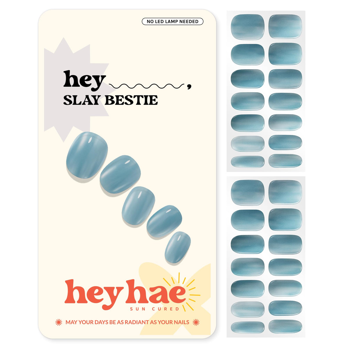 heyhae front packaging showing solid blue strips and kit benefits