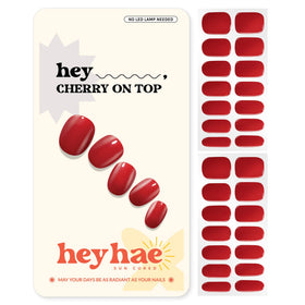 heyhae front packaging showing kit contents and bold red shade benefit salon-quality nails