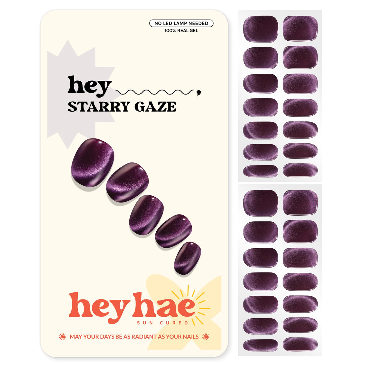 heyhae front packaging showing kit and purple cat-eye finish for easy purchase choice