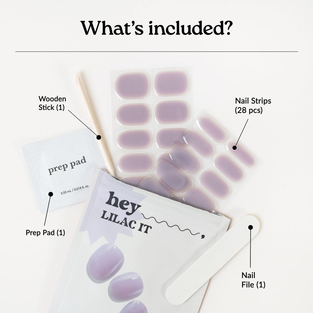 heyhae included tools layout with prep pad file and stick for complete kit benefit