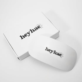 heyhae LED lamp interior close-up showing dual 365nm and 405nm LEDs for even cure