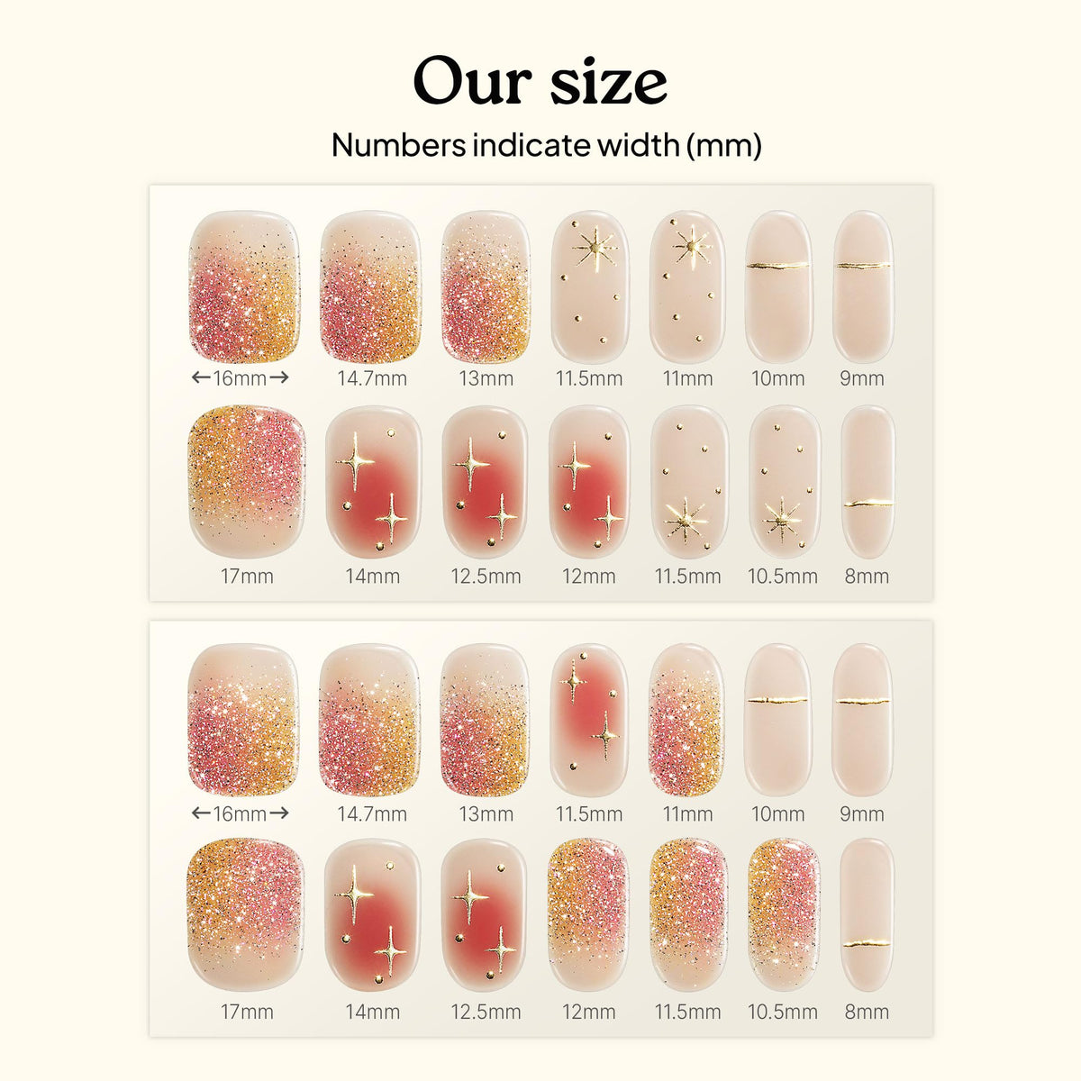 heyhae nails before and after showing dramatic ombré transformation and polished result