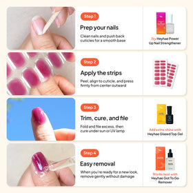 heyhae peeling corner of strip to show gentle removal without nail damage
