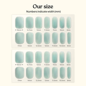 heyhae hand beside ruler showing strip size and scale for correct nail coverage