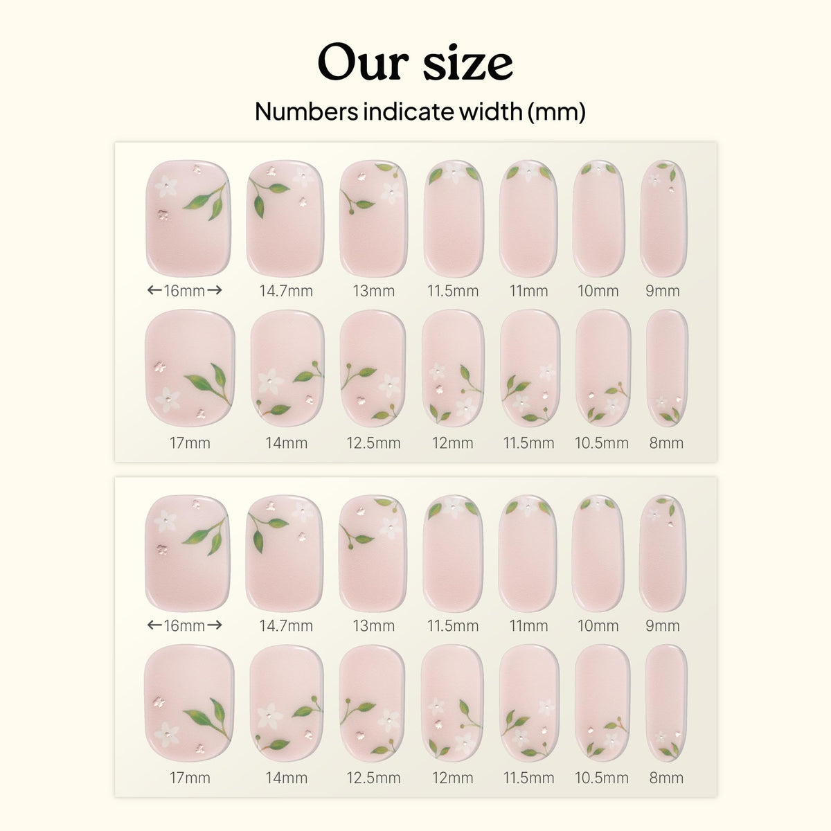 heyhae strips on fingers demonstrating size fit and natural look