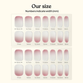 heyhae strips of varied widths laid out showing fit for all nails