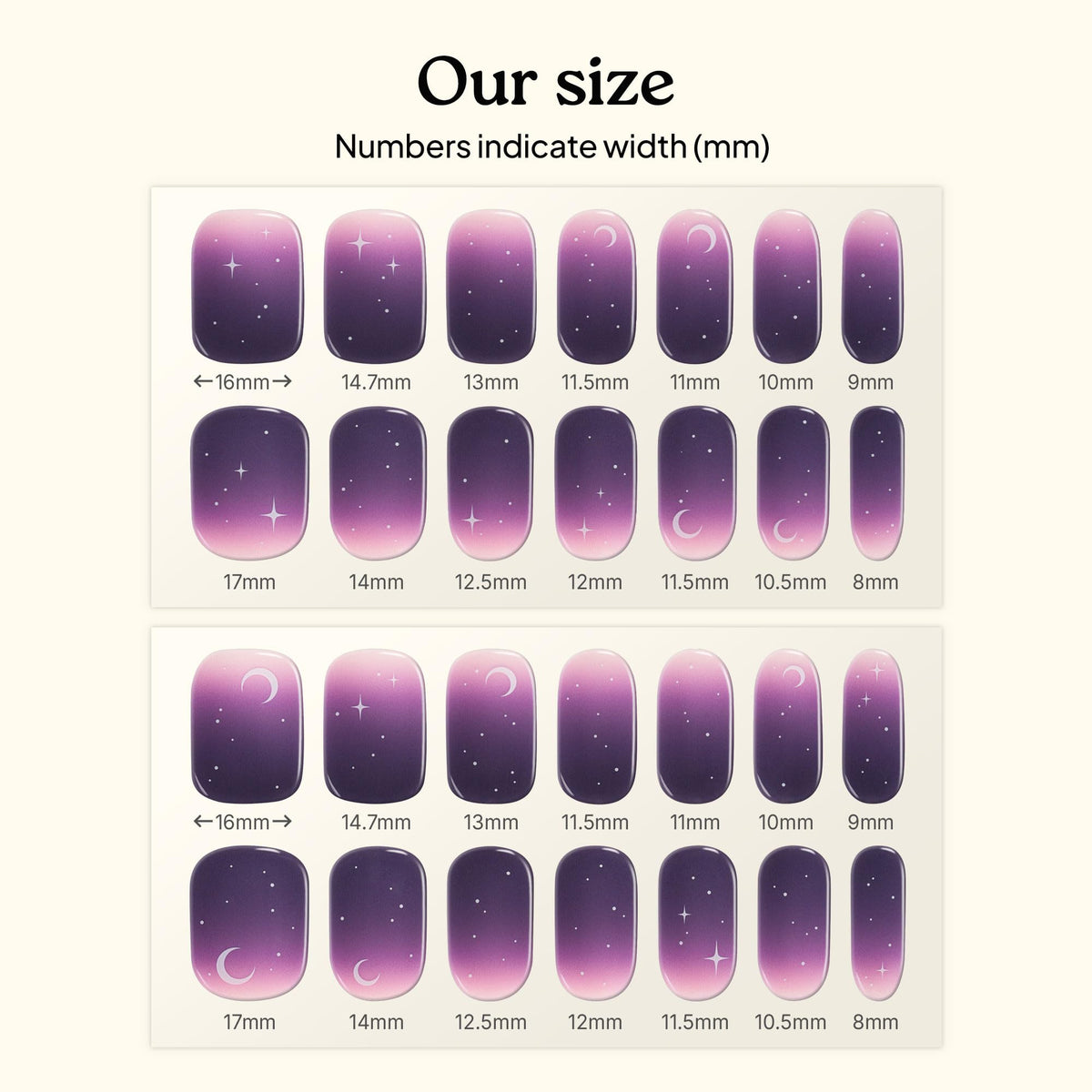heyhae multiple strip sizes displayed for perfect fit benefit