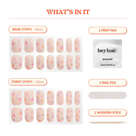 heyhae strip applied on model hand demonstrating neat salon-quality benefit