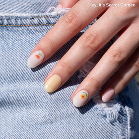 heyhae close-up of yellow floral strip texture showing delicate pattern detail