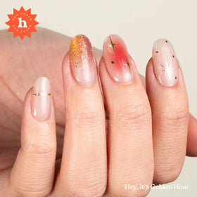 heyhae close-up of strip texture highlighting ombré glitter and smooth gel finish benefit