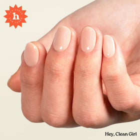heyhae close-up of gel strip texture, clear glossy finish benefit