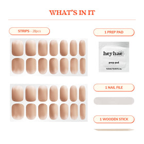 heyhae strips applied on fingers demonstrating salon-quality finished look