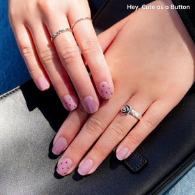 heyhae strips laid out in various sizes demonstrating full set coverage for all nails