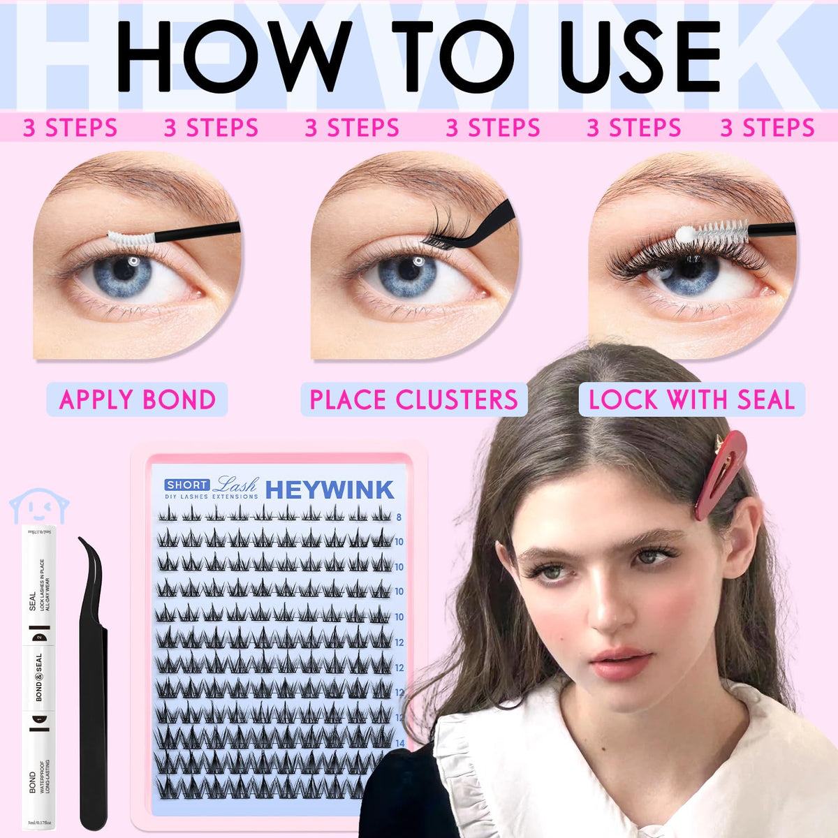 HEYWINK lifestyle cosplay makeup finish showing dramatic anime lashes