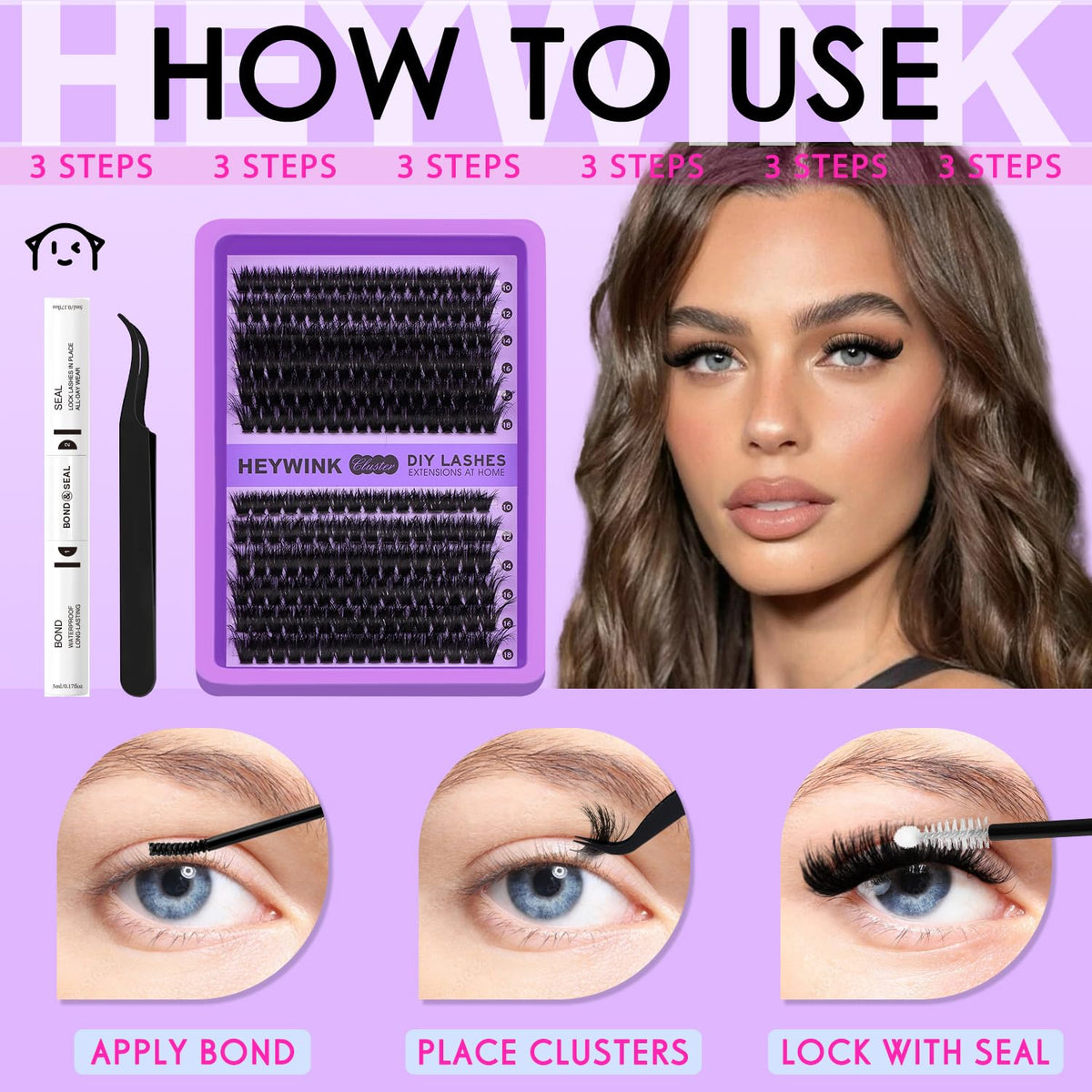 HEYWINK model wearing lashes illustrating dramatic volume