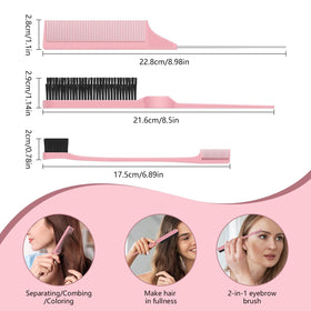 HEZ four-piece kit laid out, versatile tools for curls slick backs and product distribution