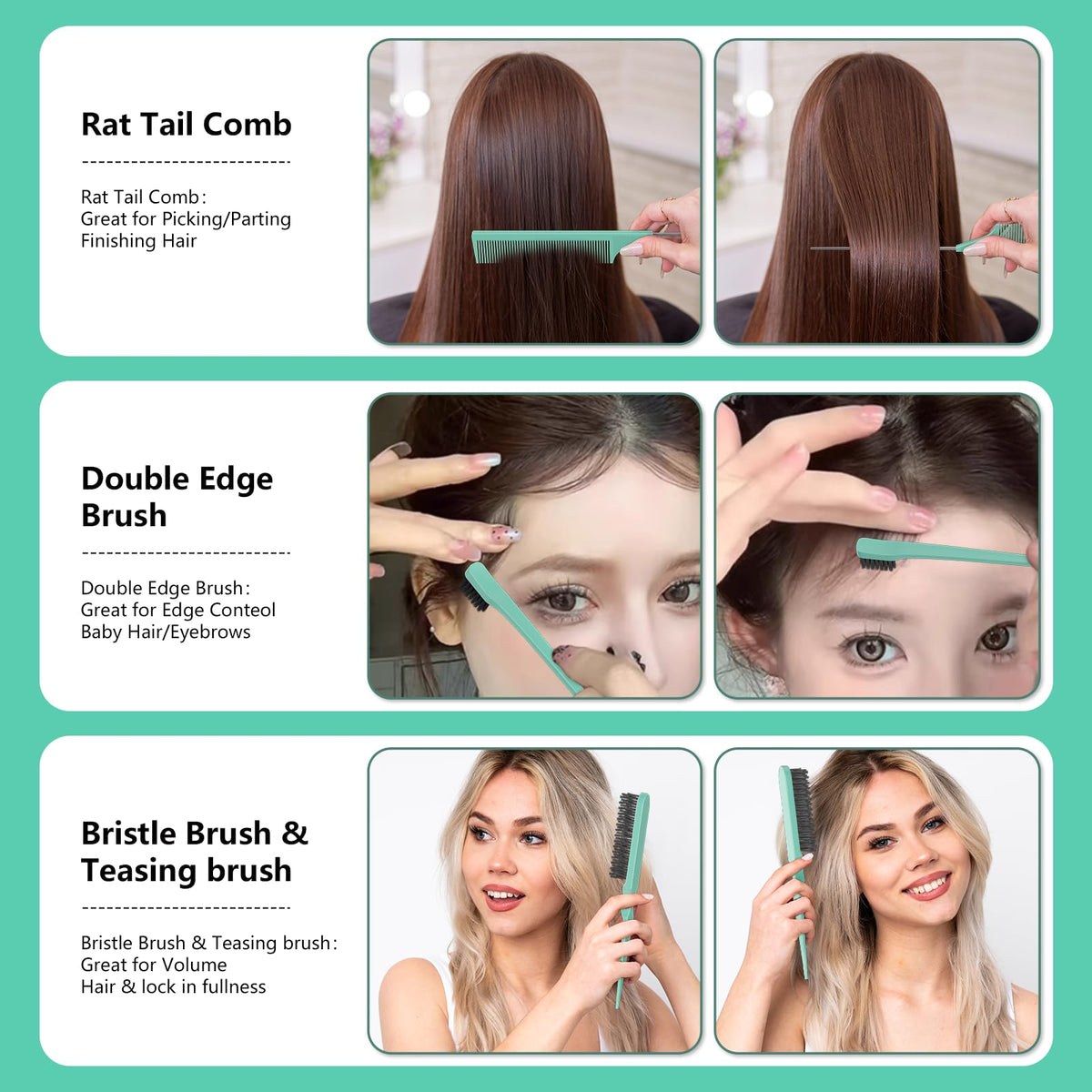 HEZ bristle brush spreading product evenly for improved curl definition