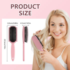 HEZ bristle brush close-up showing bristles and cushion, smooths hair for shine