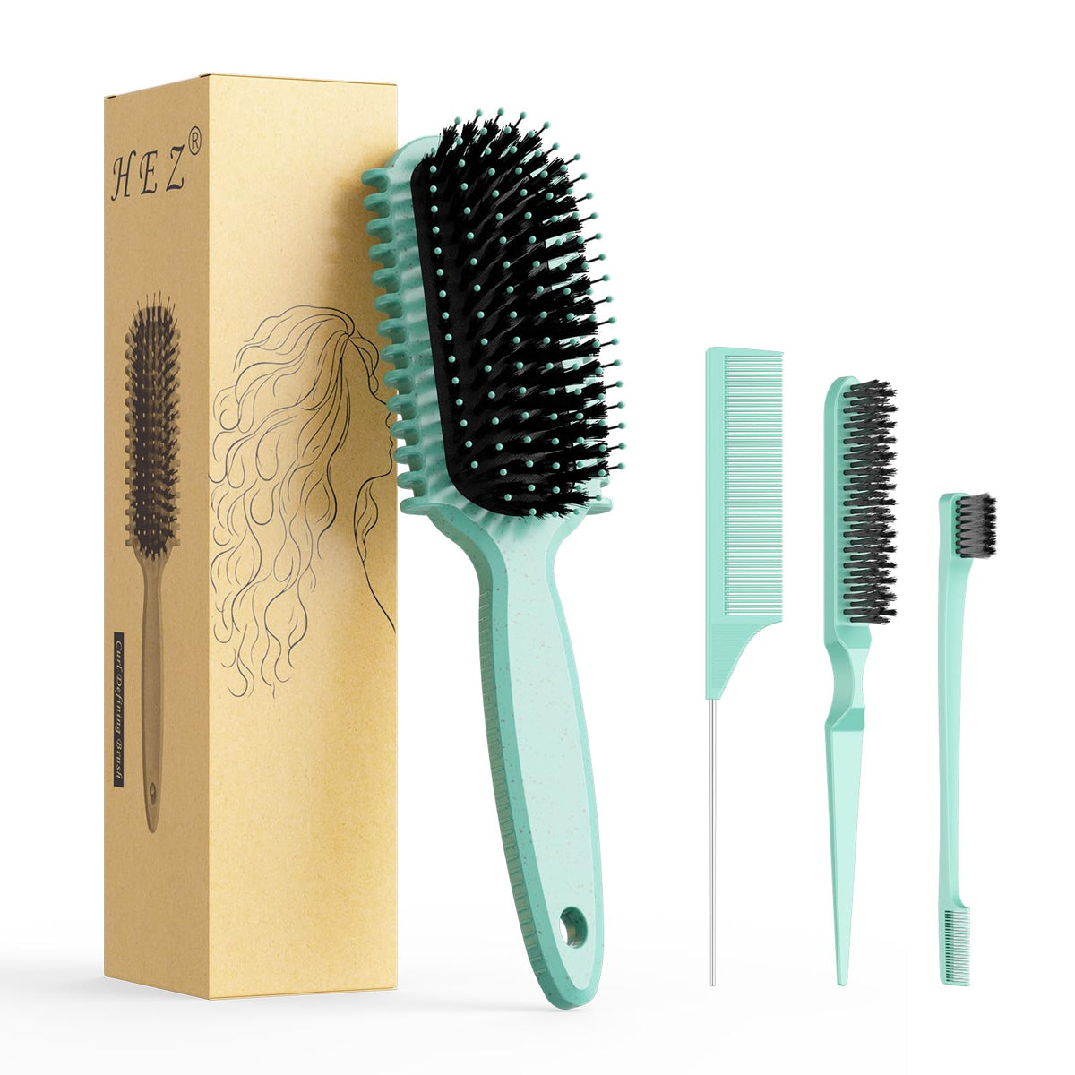 HEZ curl defining brush front view with ergonomic head for gentle styling