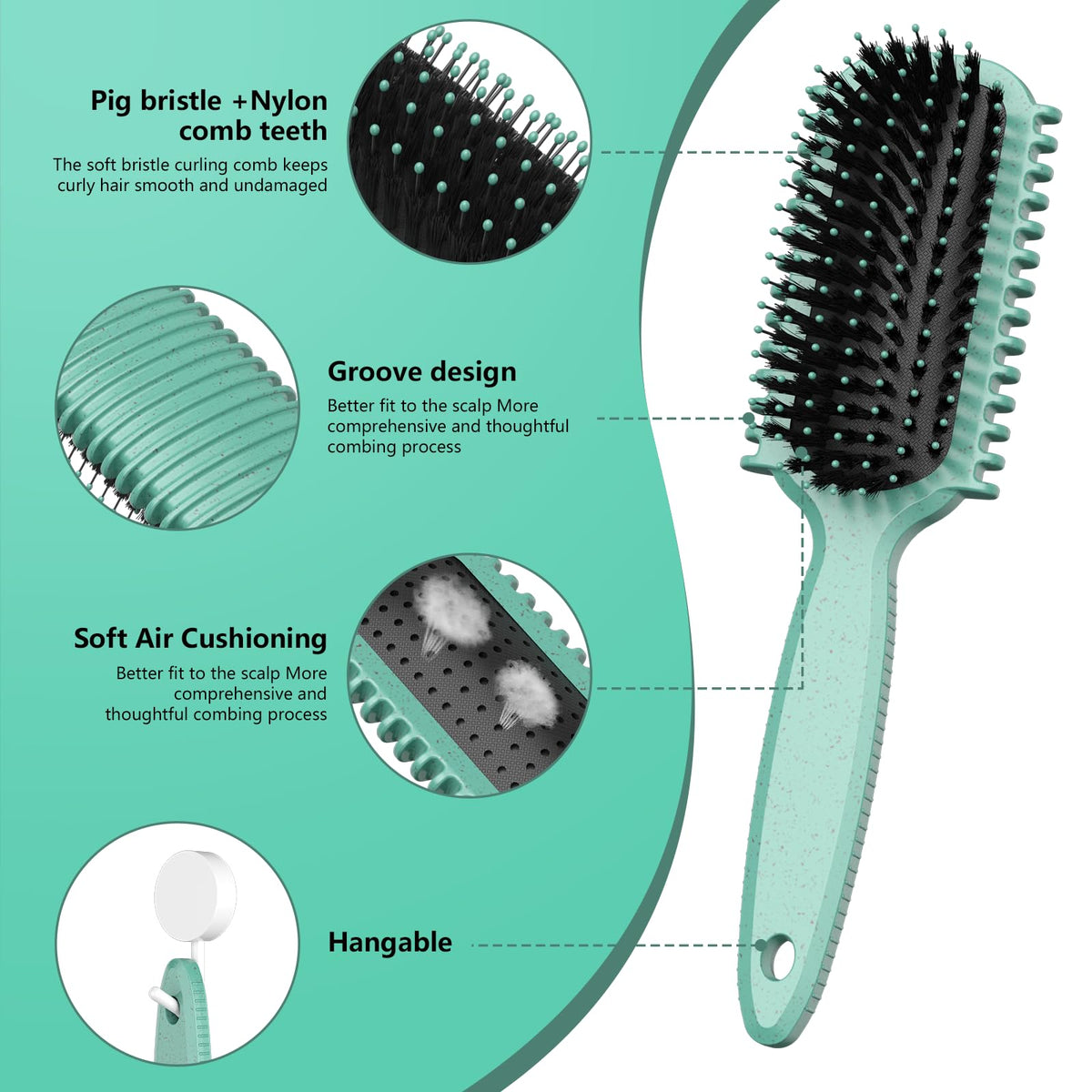 HEZ double-edge brush detail for precise edges and clean parting