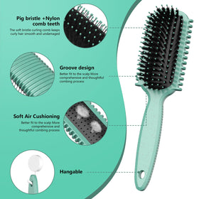HEZ double-edge brush detail for precise edges and clean parting