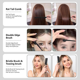 HEZ double edge comb and pin tail for accurate parting and edges