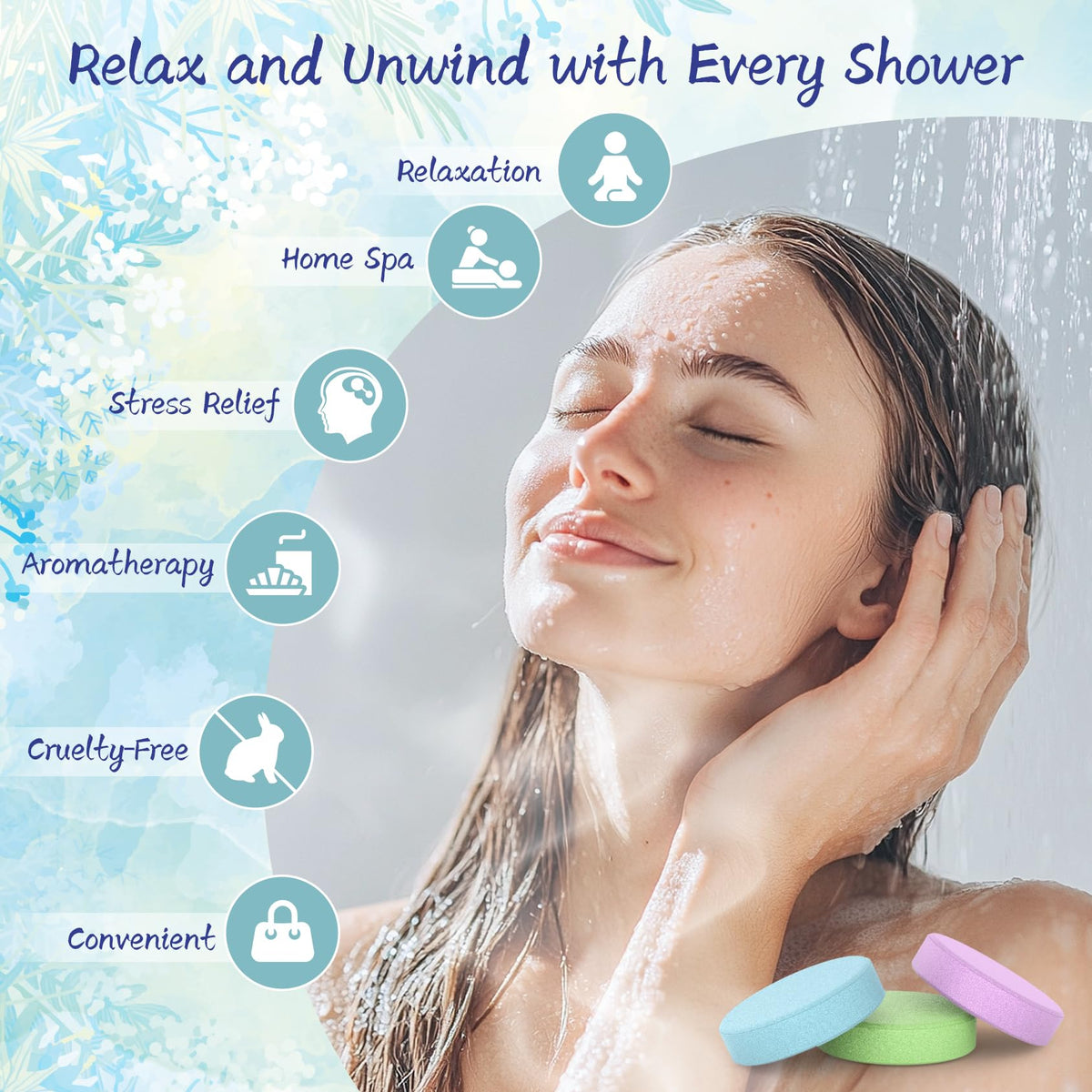 HFHO steamer fizzing in shower demonstrating aromatherapy release