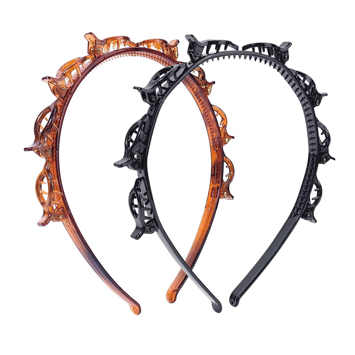 HFZRZFH front view of two headbands showing black and brown colors and styling benefit