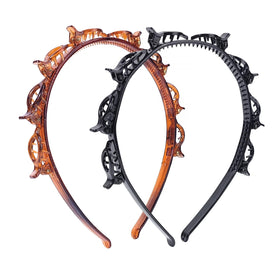 HFZRZFH front view of two headbands showing black and brown colors and styling benefit