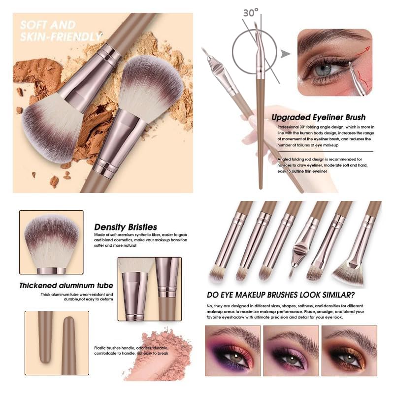 HGHDBT collection of eye brushes arranged for blending, shading and lining