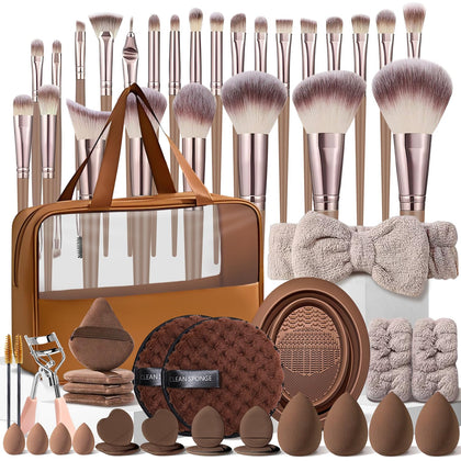 HGHDBT front packaging showing full brown brush set and case for easy storage